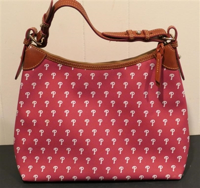 Dooney & Bourke Philadelphia Phillies Purse - Red with P Logo - Leather Trim - Shows Very Minimal Use - Genuine Major League Baseball Merchandise Tag Inside 