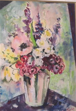 Edith Belle Taylor Floral Watercolor Painting - Framed and Matted - Frame is 23 by 19 