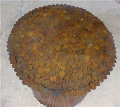 Contemporary Glass Top Table - Bundle of Wheat Wooden Base - Glass Top is 48 Wide 3/4 Thick 