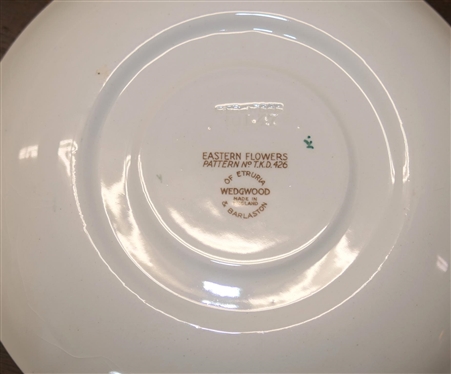 18 Pieces of Wedgwood Eastern Flowers China - Pattern No. T.K.D 426 including 10 - 10 1/2 Dinner Plates, 4 - 5  3/4 Bread Plates, 1 Cream Soup Bowl, 2 Saucers, and 1 Demitasse Saucer 