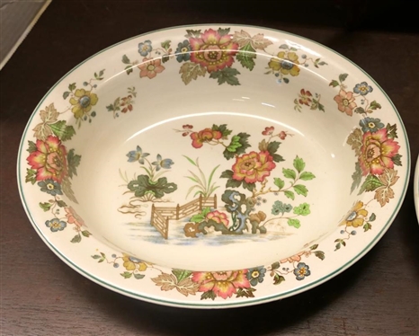 3 Wedgwood Eastern Flowers Serving Pieces - 10 Oval Bowl, 13 Platter, and 17 Platter - All Pattern No. T.K.D. 426