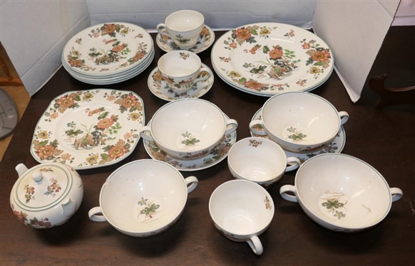 21 Pieces of Wedgwood Eastern Flowers China - All with Some Imperfections - Chips, Cracks, and/or Glaze Flakes 