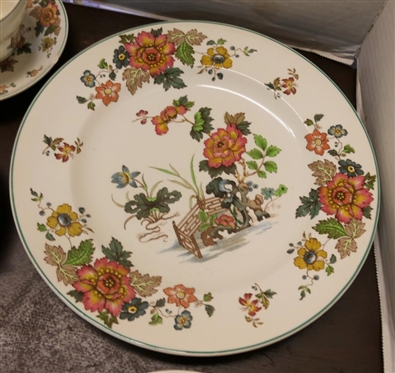 21 Pieces of Wedgwood Eastern Flowers China - All with Some Imperfections - Chips, Cracks, and/or Glaze Flakes 