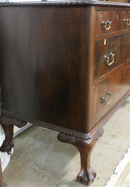 Mahogany Dresser - Chippendale Style with Heavily Carved Ball and Claw Feet - Carved Molding At Top and Bottom - Crotch Mahogany Drawer Fronts - 2 Dovetailed Drawers over 2 Dovetailed Drawers -...