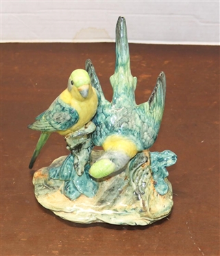 Stangl Pottery Birds Double Parakeets - Bright Green - Number 3582 - 7 Tall 