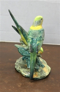 Stangl Pottery Birds Double Parakeets - Bright Green - Number 3582 - 7 Tall 