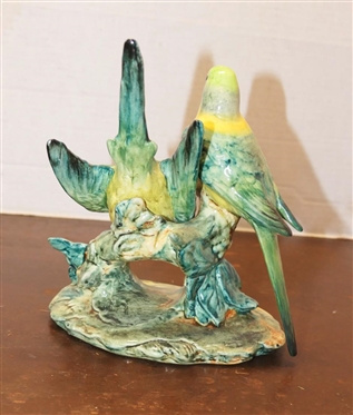 Stangl Pottery Birds Double Parakeets - Bright Green - Number 3582 - 7 Tall 