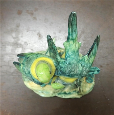Stangl Pottery Birds Double Parakeets - Bright Green - Number 3582 - 7 Tall 