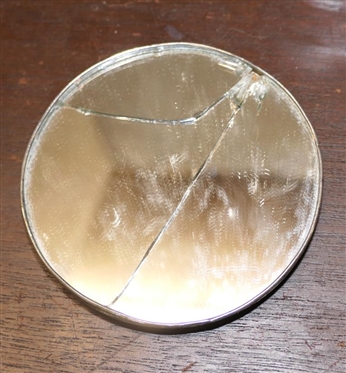 Sterling Silver Dresser Objects - Sterling Framed Mirror, Perfume Bottle with Hand Chased Sterling Silver Lid, Cone Shaped Perfume Bottle with Sterling Top (Dented) and Etched Shaker with Swags and...