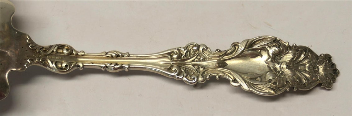 Whiting Lily 1902 Pattern  9 Sterling Silver Berry  / Serving Spoon - Gold Washed Bowl - Incredible Detail - 121.6 Grams 