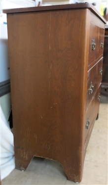 19th Century Walnut 3 Drawer Solid End Chest - 3 Dovetailed Drawers - Nice Brass Pulls - Glass Top - Chest Measures 39 Tall 42 by 18 