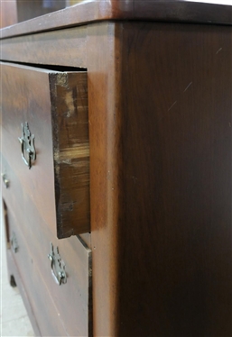19th Century Walnut 3 Drawer Solid End Chest - 3 Dovetailed Drawers - Nice Brass Pulls - Glass Top - Chest Measures 39 Tall 42 by 18 