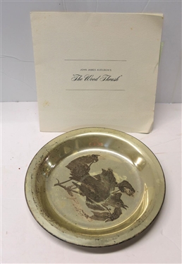 The National Audubon Society  John James Audubons "The Wood Thrush" Limited Edition Sterling Silver Plate - Number 446 with Information Leaflet and Certificate of Authenticity - 169.1 Grams Total...