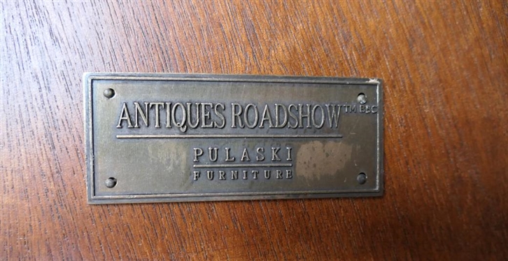 Antiques Roadshow by Pulaski Furniture Armoire / Wardrobe Cabinet - Pastoral Scenes on Doors - Multi Hinged Doors - Interior with Hanging Bar and Shelves - Solid Ends - Reeded Column Pilasters -...