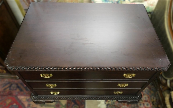 Unsigned Maitland Smith Chest - 3 Drawers - Fancy Molding and Trim - Carved Feet - Chest is 30 tall 48 by 31 
