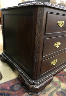 Unsigned Maitland Smith Chest - 3 Drawers - Fancy Molding and Trim - Carved Feet - Chest is 30 tall 48 by 31 