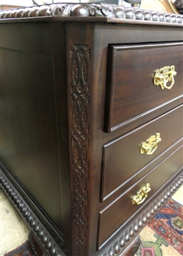Unsigned Maitland Smith Chest - 3 Drawers - Fancy Molding and Trim - Carved Feet - Chest is 30 tall 48 by 31 
