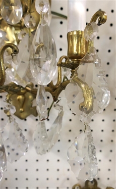 Brass 5 Light Electric Wall Sconce Loaded with Large Crystal Prisms -  Sconce is Approx. 18 Long 10 Wide