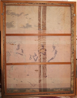 Lionel Peraux 1920''s / 30''s French Tapestry -Hand Woven - Artist Name Woven in Lower Left -Classical Musician Scene - Framed in Gold Gilt Frame - Large Tapestry is 69 by 54  Some Minor...