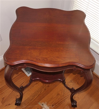 Mahogany Ball and Claw Foot Center Table - Scalloped Apron - Cabriole Legs - Table is 30 Tall 24 by 24 