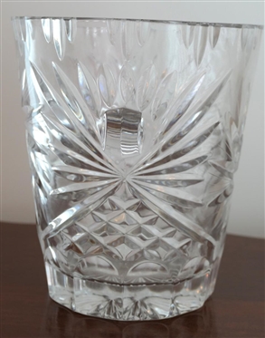 Star and Pinwheel Pattern Glass Ice Bucket - 9 Tall 7 1/2 Across