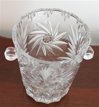 Star and Pinwheel Pattern Glass Ice Bucket - 9 Tall 7 1/2 Across