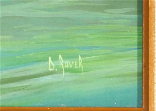 Original D. Raver Black Swan Oil on Canvas Painting - Duane Raver  (1927 - 2022) - Important North Carolina Wildlife Artist - Frame Measures 25 by 29 