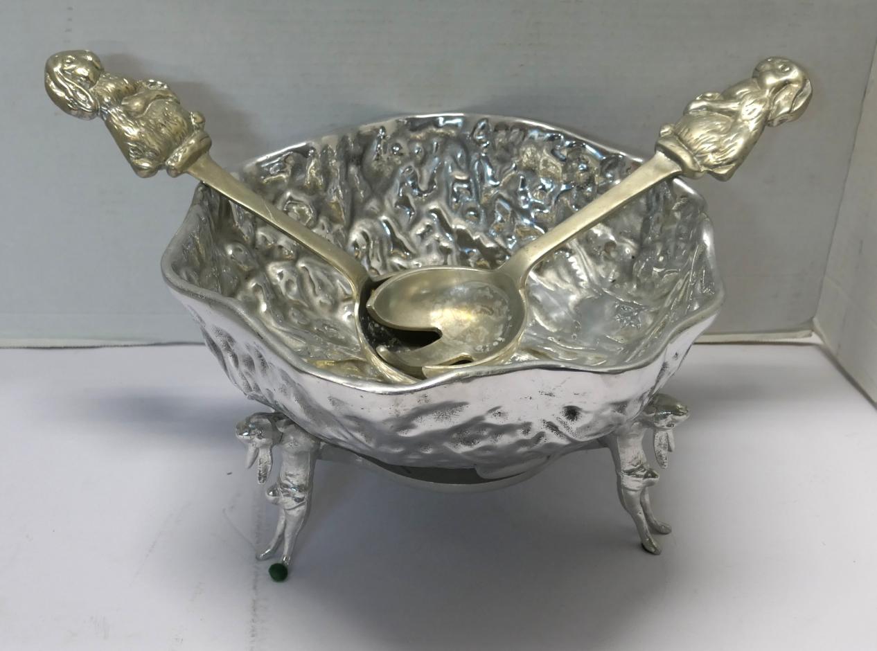 Lot Detail - Arthur Court Designs Rabbit Lettuce Bowl with Rabbit Stand ...