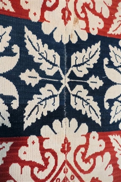 19th Century Ohio 3 Color 2 Piece Coverlet with Chicken Motif - Hand Loomed - Coverlet Measures 86 By 68