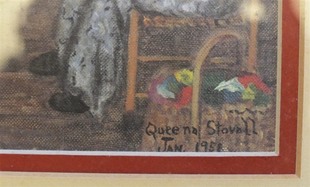 Queena Stovall Virginia Folk Artist Print The Basket Maker Nicely Framed and Matted - Frame is 25 By 21 