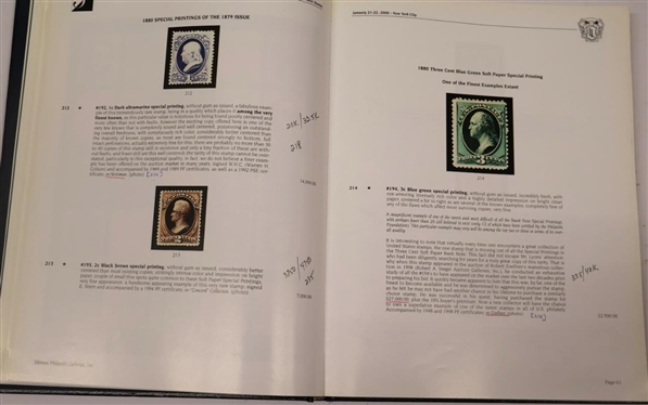 Shreves Philatelic Galleries, INC. The Larry Lyons Collection - United States Postage and Revenue Stamps Private Collection Sale - January 2000 - New York - Hardcover Book with Gold Lettering -...