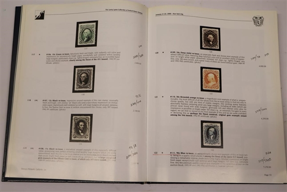 Shreves Philatelic Galleries, INC. The Larry Lyons Collection - United States Postage and Revenue Stamps Private Collection Sale - January 2000 - New York - Hardcover Book with Gold Lettering -...
