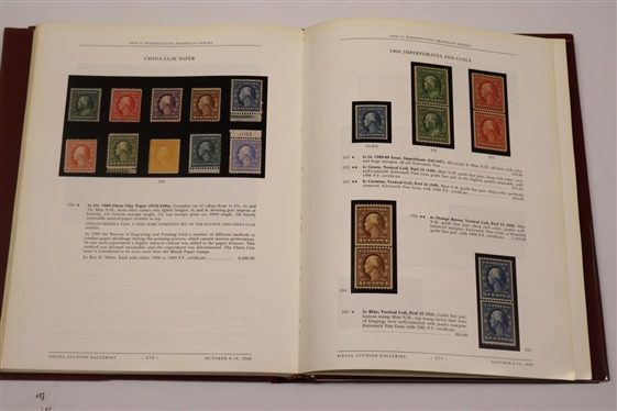 United States Postage Stamps - The Robert Zoellner Collection Sale 804 - Thursday, Friday and Saturday October 8 - 10, 1998 - Presented by Robert A. Siegel Auction Galleries - Hardcover Book with...