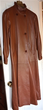 Beautiful Remy Leather Cognac Trench Coat - Soft Leather - Made in USA - Size Small 