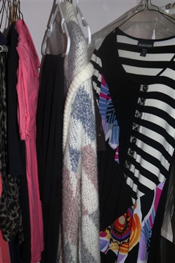 10 Pieces of Clothing - Contemporary and Vintage - Black and Leopard Pants, Cardigan, Joy Sweatshirt, 