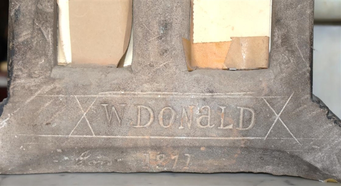 1871 Dated Concrete Tryptic Frame Shrine Memorial - Hand Chiseled Concrete - W. Donald Jan 1871 On Back - Very Heavy 17 Tall 12 By 4 Deep 