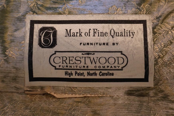 Great Vintage Crestwood Furniture Highpoint, NC Sofa   - French Style with Wood Frame - Button Tufted Seat Back - Attractive Upholster - Sofa is 80 Long 