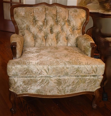 Vintage Crestwood Furniture Company - High Point, NC French Style Club Chair with Wood Frame Button Tufted Seat Back - Attractive Upholstery 
