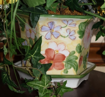 Andrea by Sedak Cache Pot with Attractive Floral Arrangement - Pot is 5 1/2 Tall Arrangement 24 Tall 