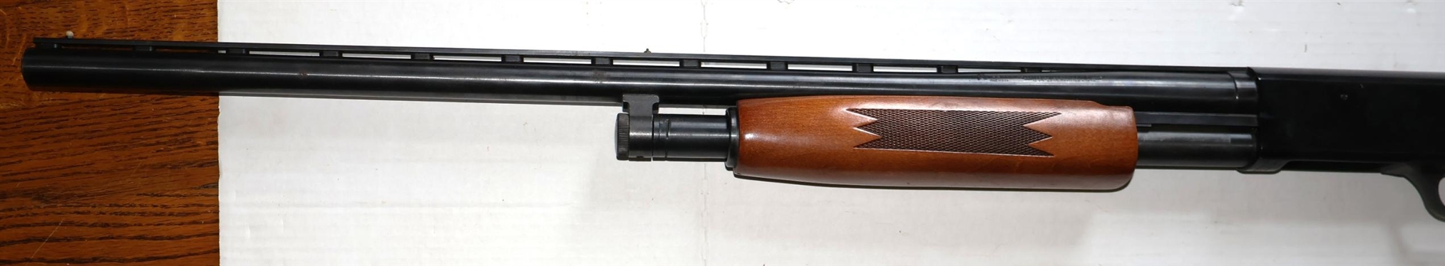Mossberg Model 500 A 12 Gauge Shotgun - Carved Forearm and Stock - Barrel with Ventilated Rib  - Gun Transfers at RAM Arms Mt. Hermon, VA or Winstead's Auction Co. By Appointment