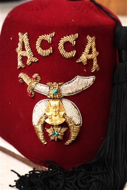 2 Shriners Fez Hats - Kazim with Case and ACCA without 