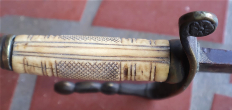 War of 1812? Federal Eagle Head Sword - Brass Guard - Bone / Ivory Grip - 31 Curved Blade 36 Total Length - D Guard Has Been Broken - See Photo