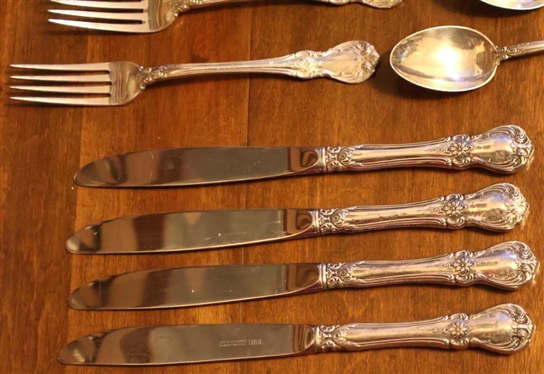 41 Pieces of Towle Old Masters Sterling Silver Flatware - 11 Spoons, 10 Dinner Forks, 11 Salad Forks, 9 Dinner Knives - 1260 Grams Not Including Handles