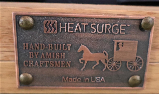 Heat Surge Fireplace Style Electric Heater - Amish Built Oak Surround - 25 Tall 32 By 11 