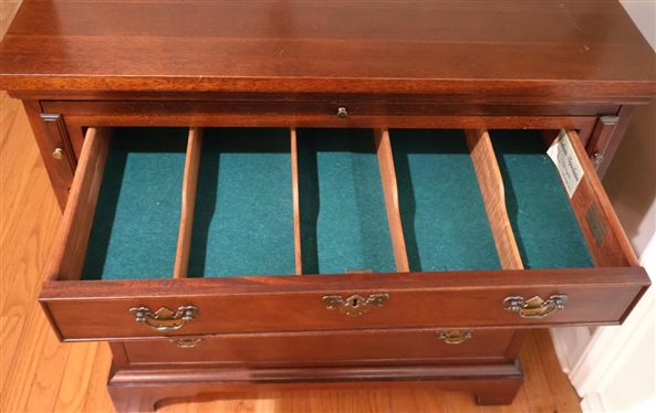 Craftique Furniture Mahogany Chippendale Style Mary Washington Chest - Solid Mahogany Chest with Dovetailed Drawers - Bracket Feet - Felt Line Divided Top Silver Drawer with Original Craftique...