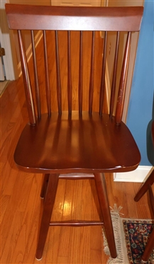 Pair of Swivel Bar Stools - Cherry Finish - Swivel Seats with Spindle Backs - 25 1/2 Tall To Seat 