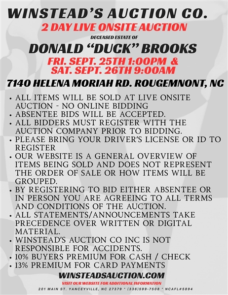 Important Auction Information! 