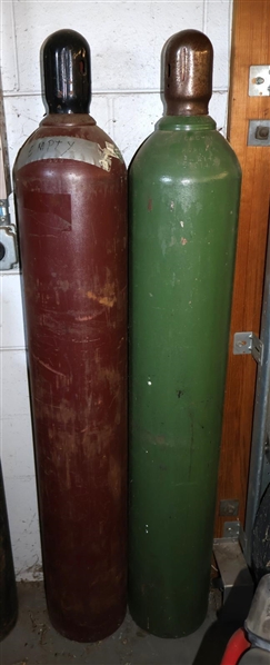 2 5 Foot Welding Tanks - Green Oxygen and Maroon Argon