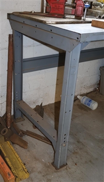 Heavy Duty 6 Foot Metal Shop Table - NO CONTENTS - 34 Tall 72 Long by 32 