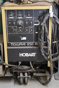 Hobart TIGWAVE 250 AC/DC Welder with Tweco TC900 - Model TC-900G - Horizontal Water Cooler - With Gauges, 2 Tanks - On Custom Rolling Cart